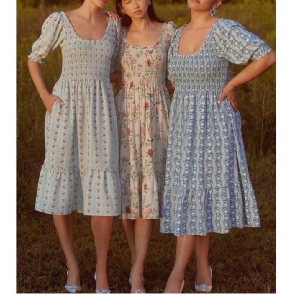 Hill House Louisa The Nap Dress Size Large Puff Sleeves Prairie Cottagecore